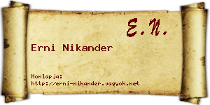 Erni Nikander névjegykártya